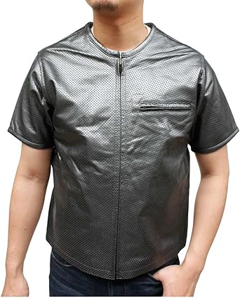 Amazon.co.jp: [皮の但馬屋] 本革 レザーシャツ メンズ 水牛革 半袖